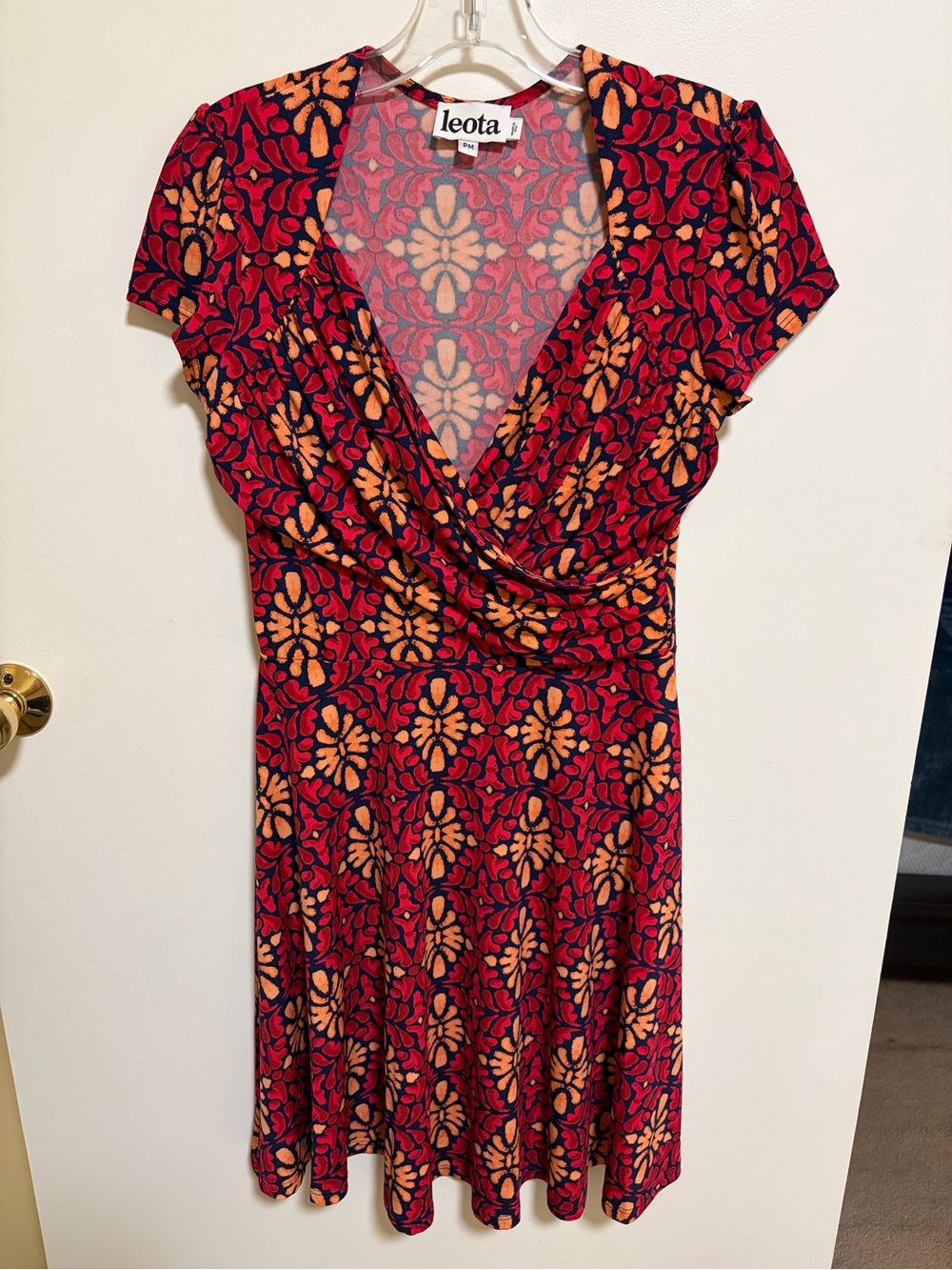 Leota Red and Orange Floral Surplice Dress